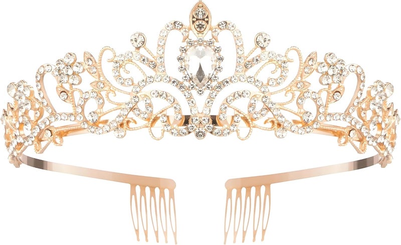 AXX Princess Crown for Women, Crystal Queen Tiaras for Girls Bridal Hair Accessories Gifts for Birthday Wedding Prom, Bridal Party, Pageant, Halloween Christmas Costume - Image 1